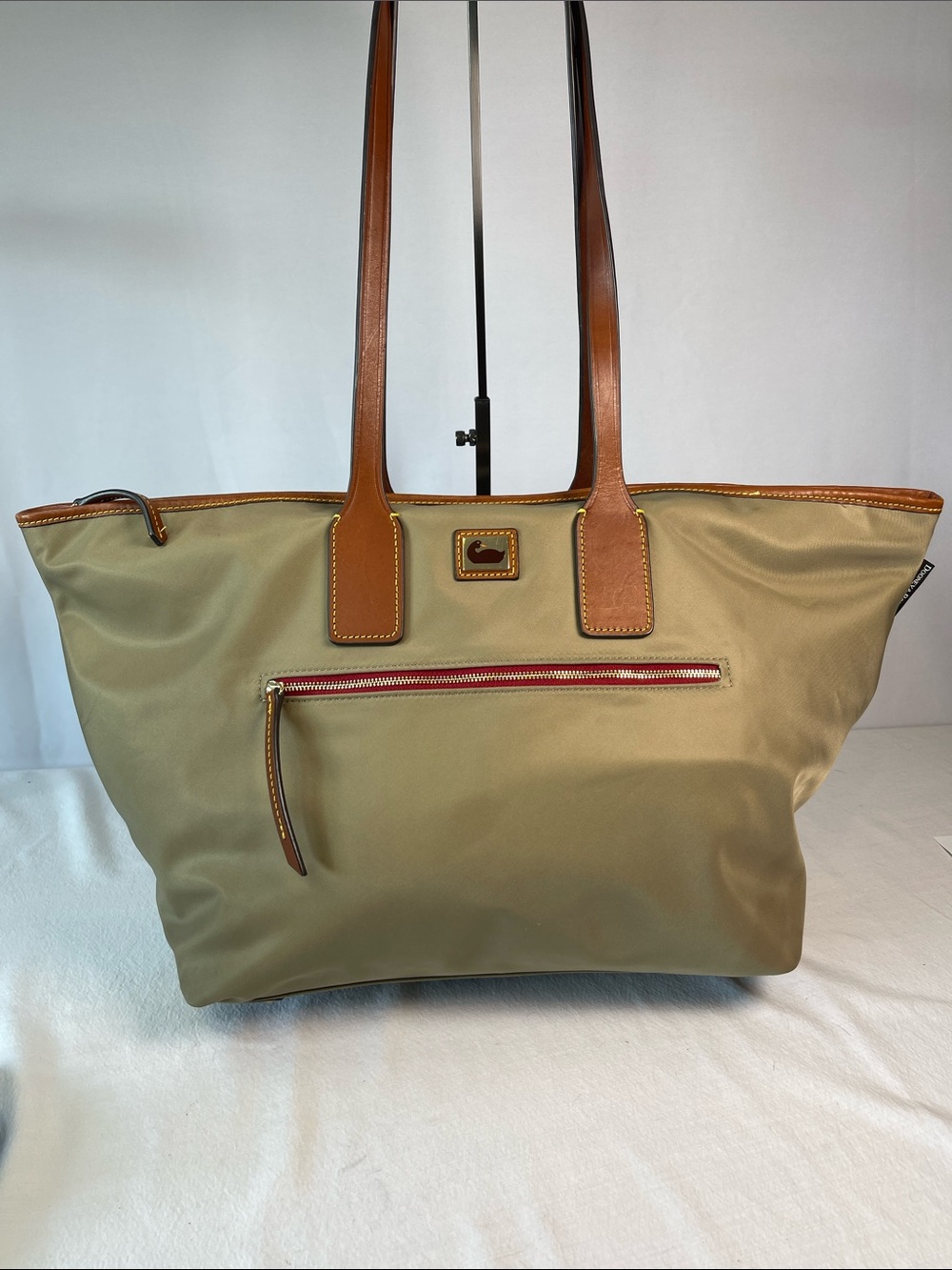 Dooney & Bourke Wayfarer Large Nylon Tote Khaki British Tan Leather